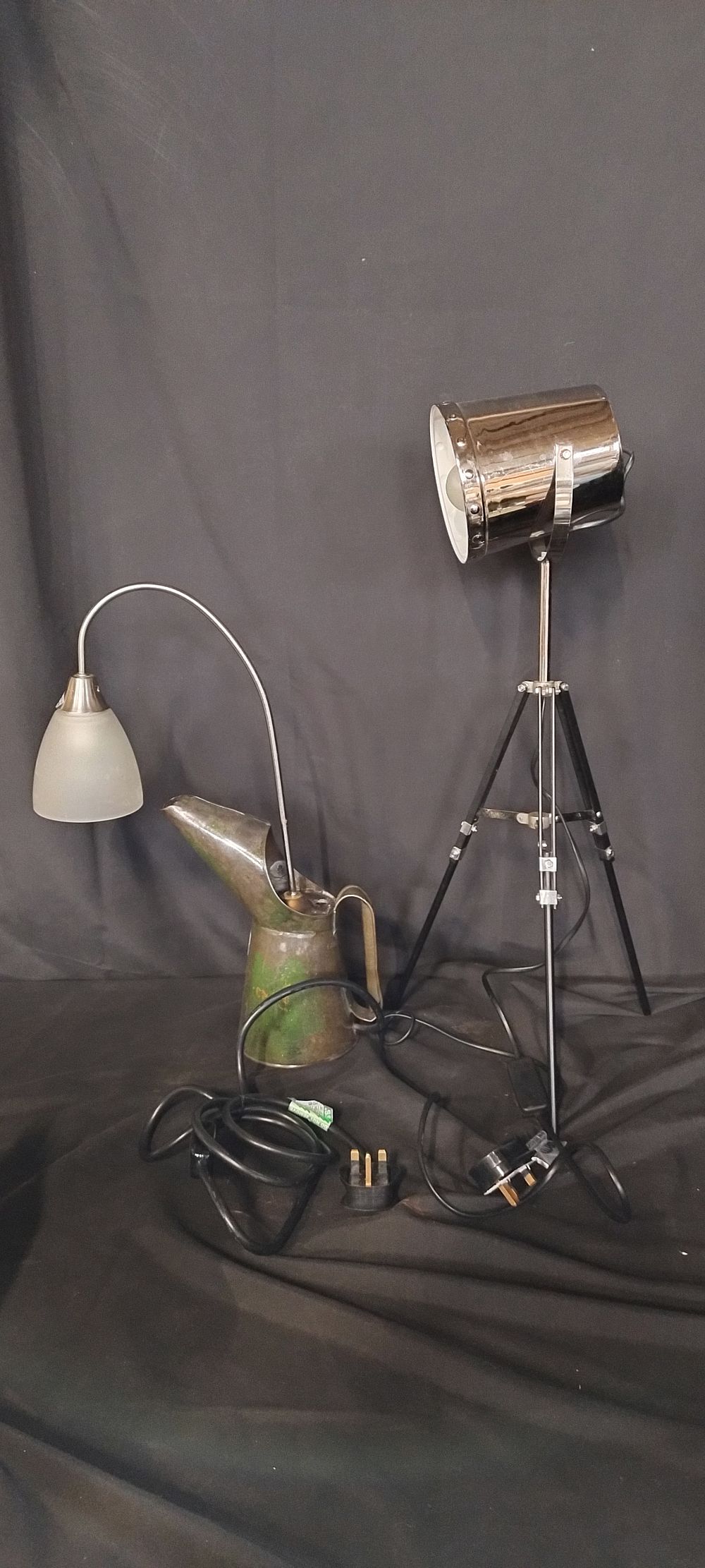 Lot 340: Two lamps. One is a Converted oilcan lamp...