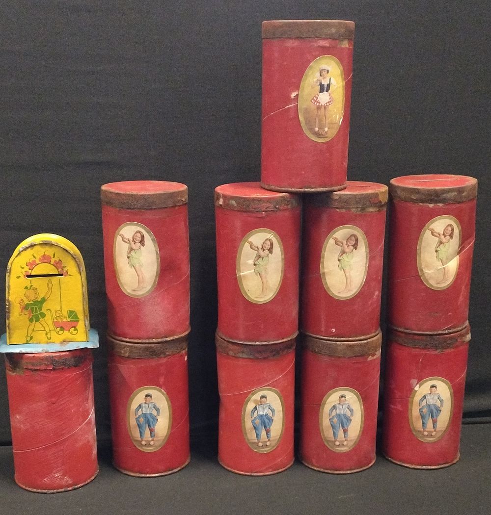 Lot 413: 11 vintage saving tins featuring classic pictures of...