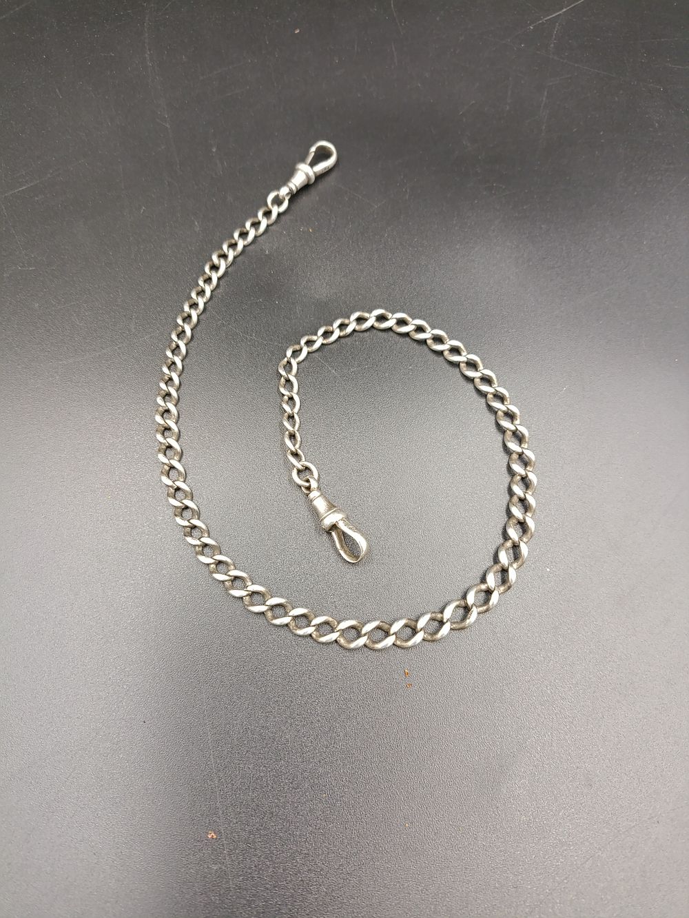 Lot 31: Vintage sterling silver Albert pocket watch chain approximately...