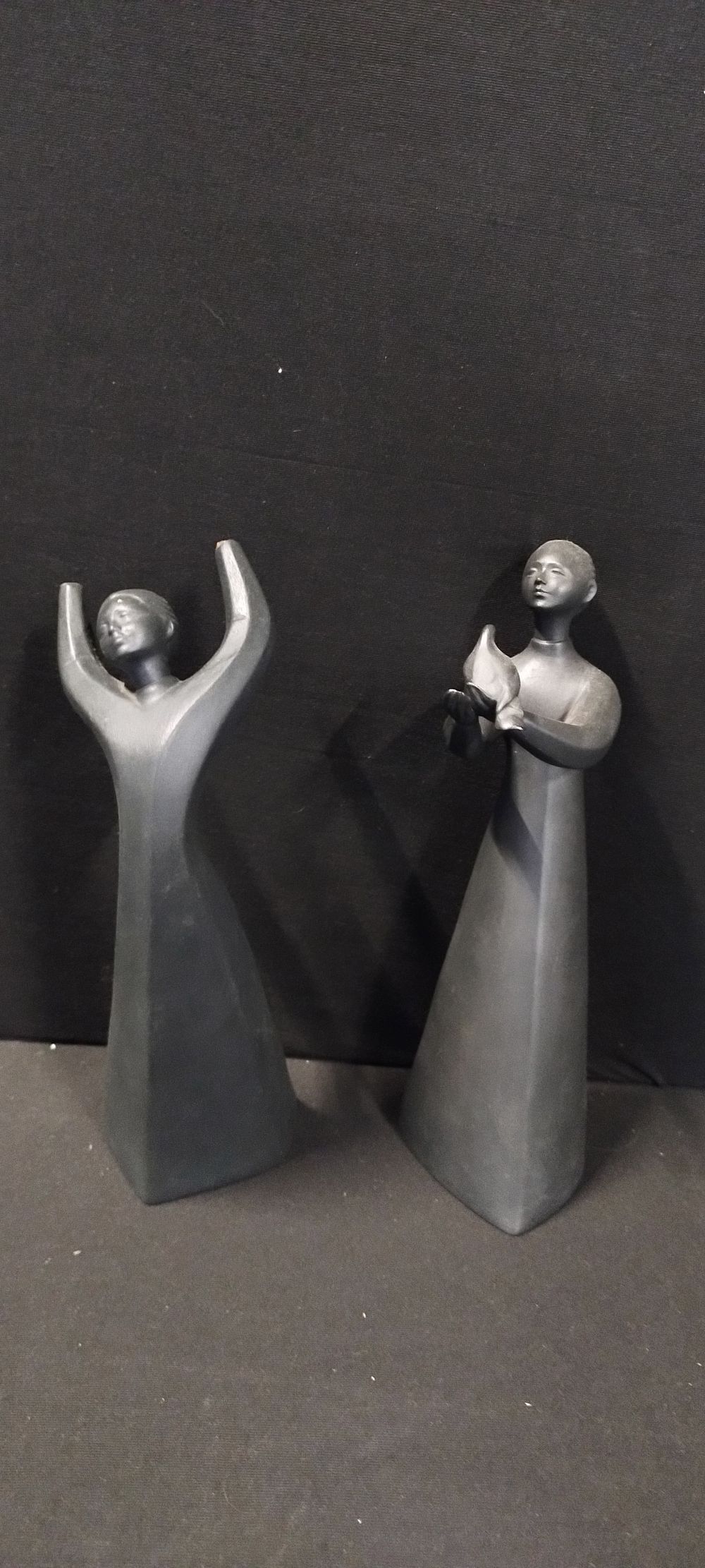 Lot 415: Two Royal Doulton black glazed figurines, Awakening and...