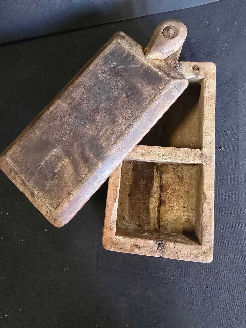 Lot 454: Antique Wooden Spice box.