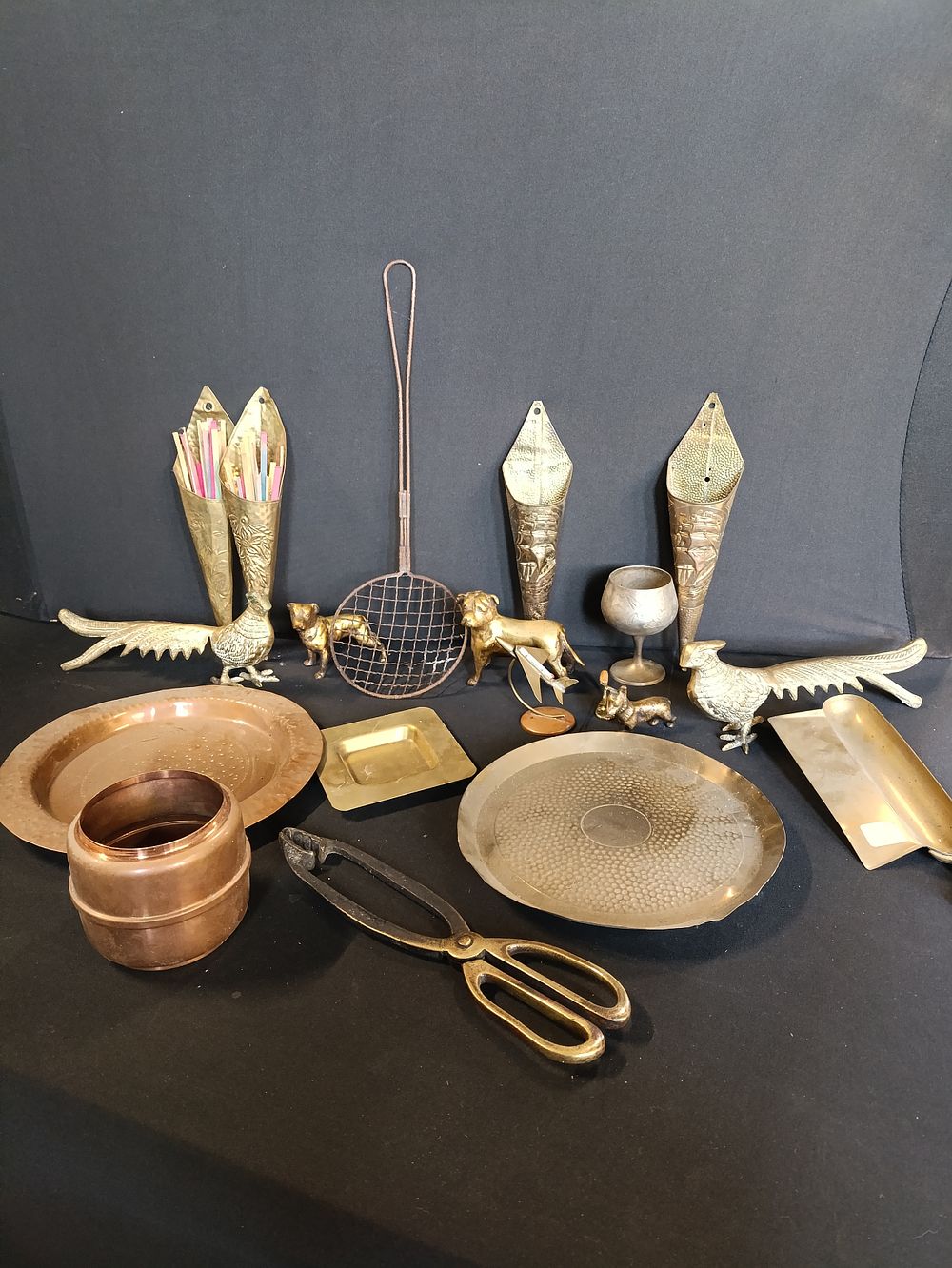 Lot 474: Large selection of brass and copper items including...