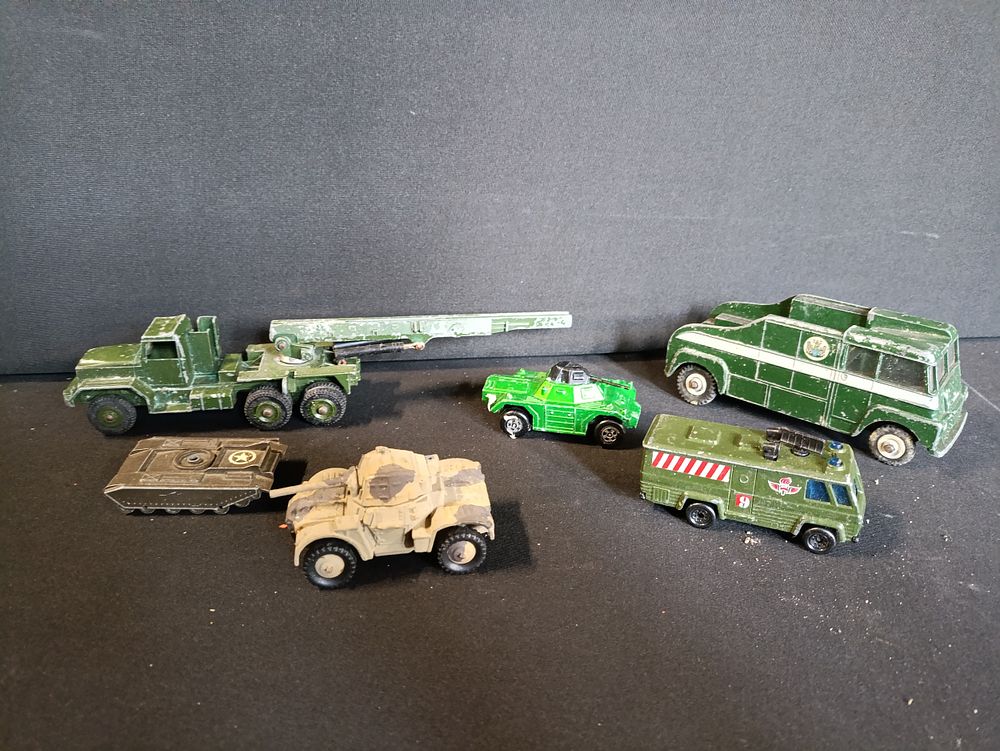 Lot 487: Selection of vintage model diecast vehicles including military,...