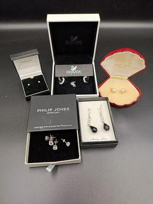 Selection of ladies earrings including Swarovski, sterling silver, pearls and more