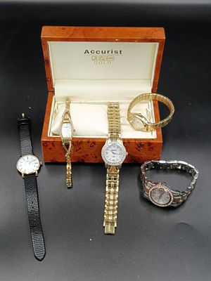 Selection of ladies vintage watches including a gold plated accurist with mother of pearl face 