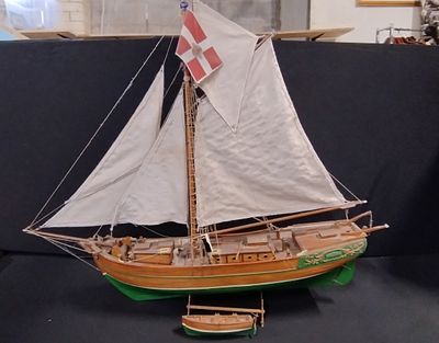 Detailed Model of the Regina model ship. Measures approx H 62.5 x W 74 x D 17 cm