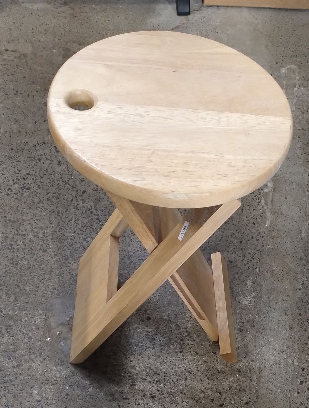Lot 170: Pine wooden round seat folding stool