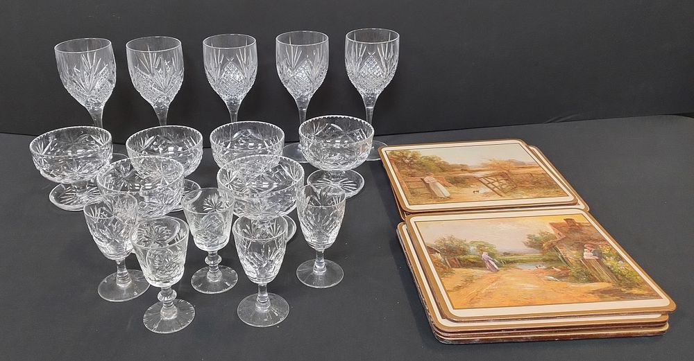 Lot 183: Selection of cut glass and crystal glasses, dessert...