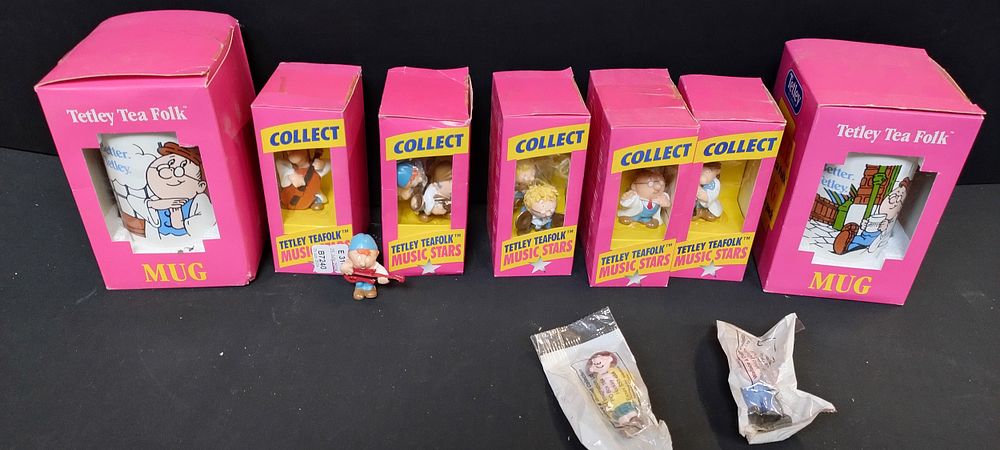 Lot 199: Tetley Tea Folk Music Stars figures, 2 Tetley...