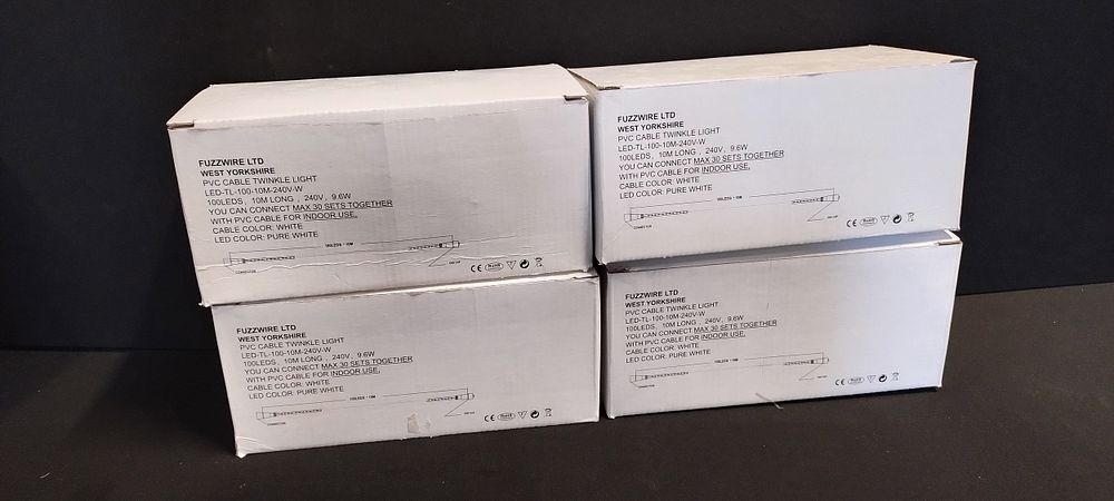 Lot 205: 4 x boxes of Cable Twinkle lights, 100...