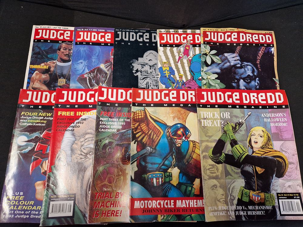 Lot 240: Approximately 70 Judge Dredd magazines from the early...