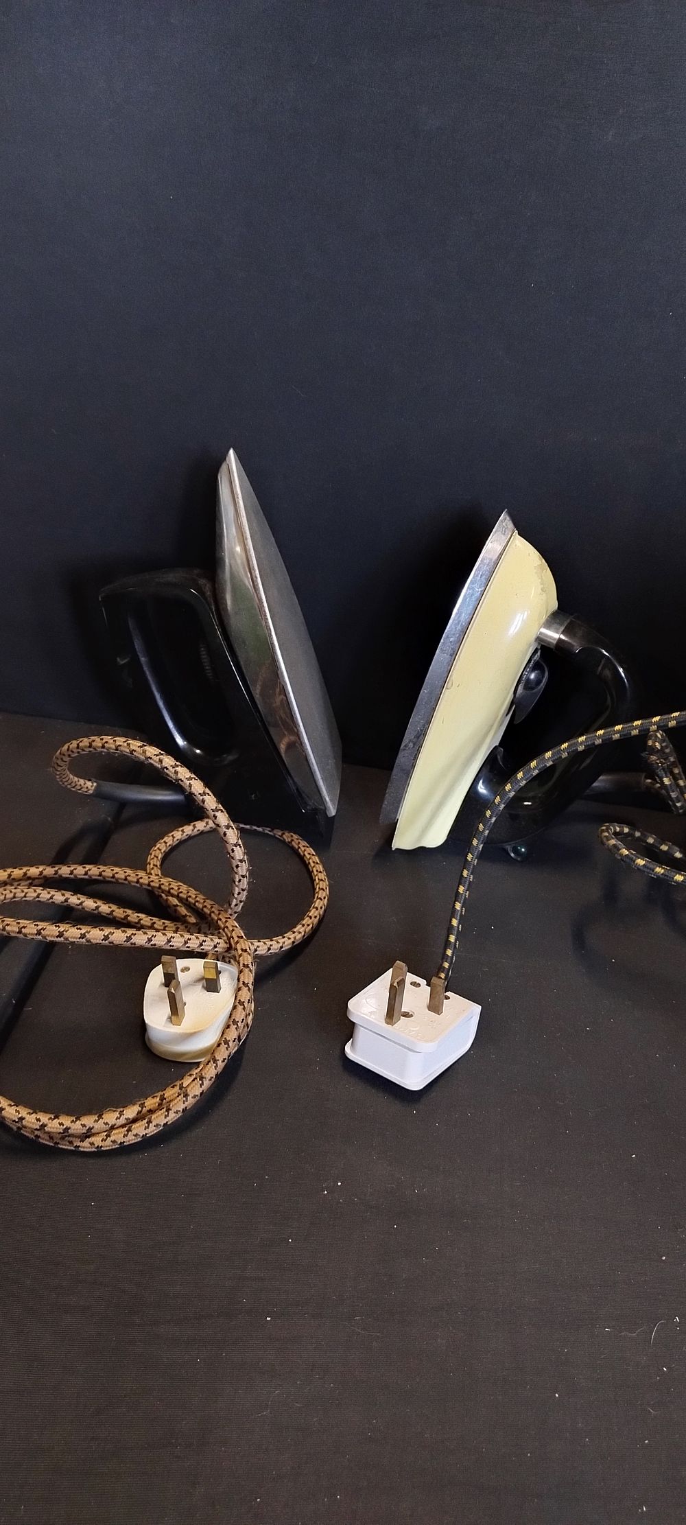 Lot 247: 2 vintage irons one yellow and the other...