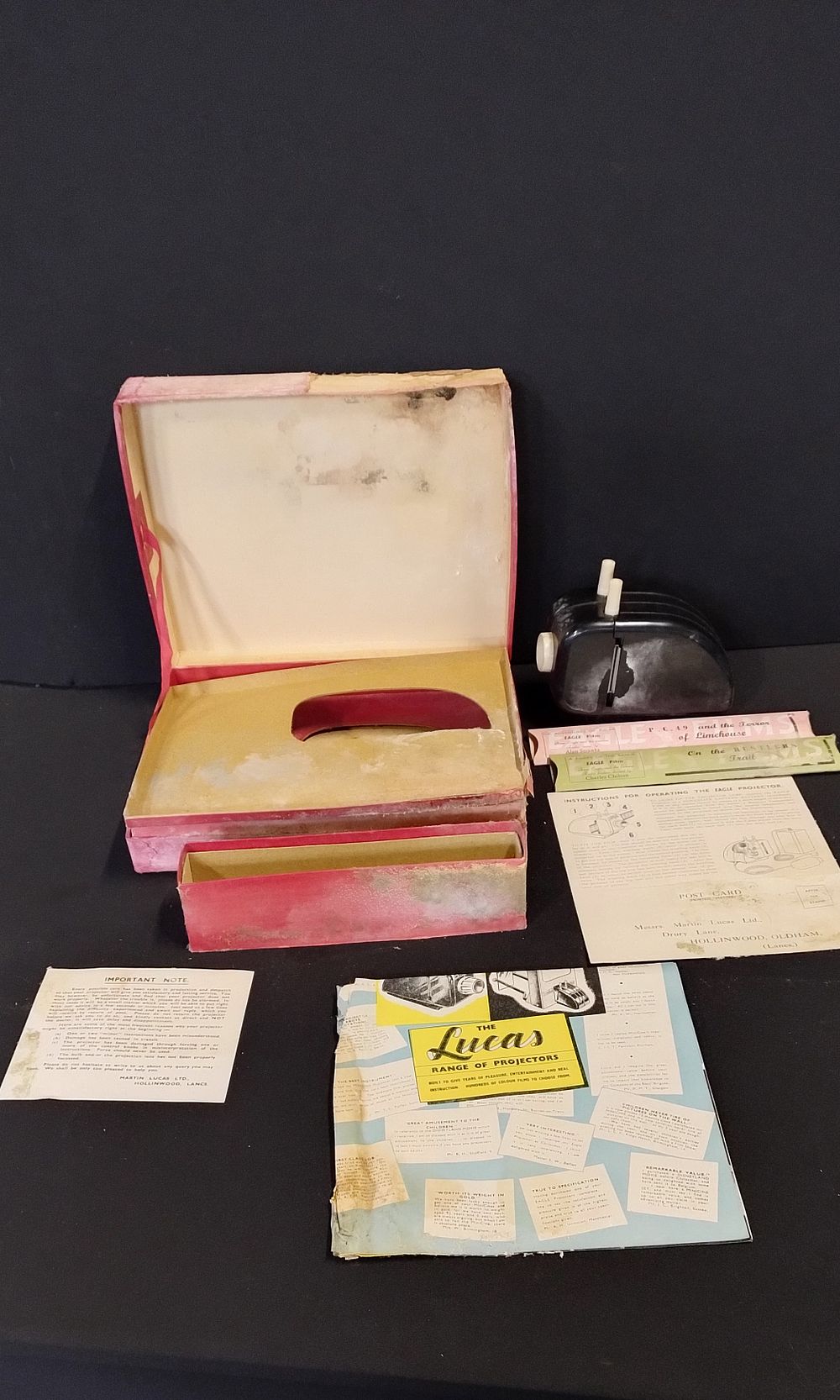 Lot 258: Vintage Eagle projector and 2 slides adventures of...