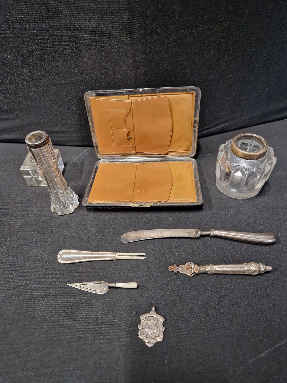 Lot 259: Collection of antique/vintage sterling silver items including a...