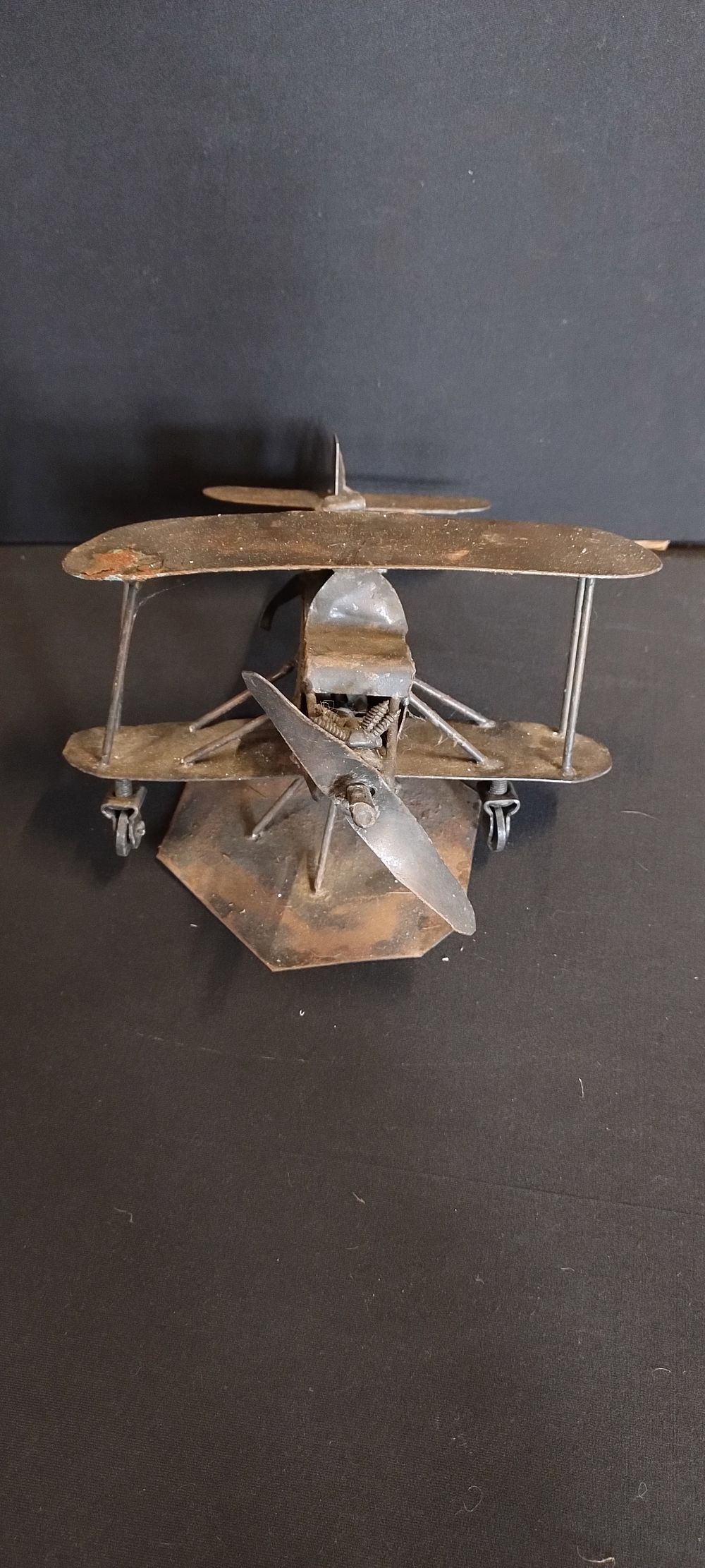 Lot 260: Vintage hand made Metal model of a Biplane