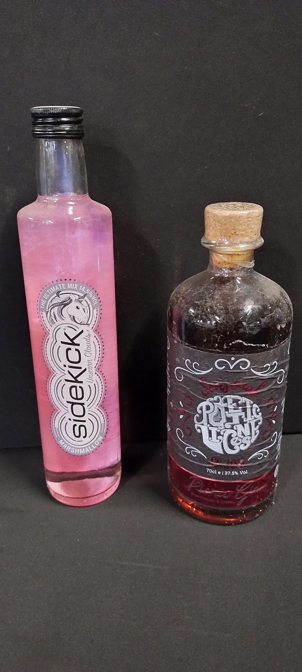 Lot 275: Two bottles of unopened alcohol, Sidekick marshmallow flavour...