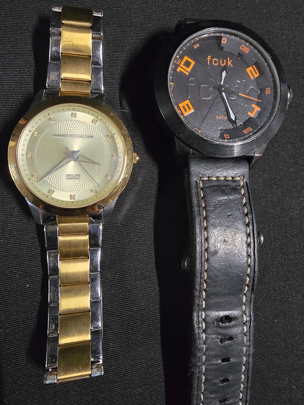 Lot 439: Two French connection watches. Mens with leather strap...