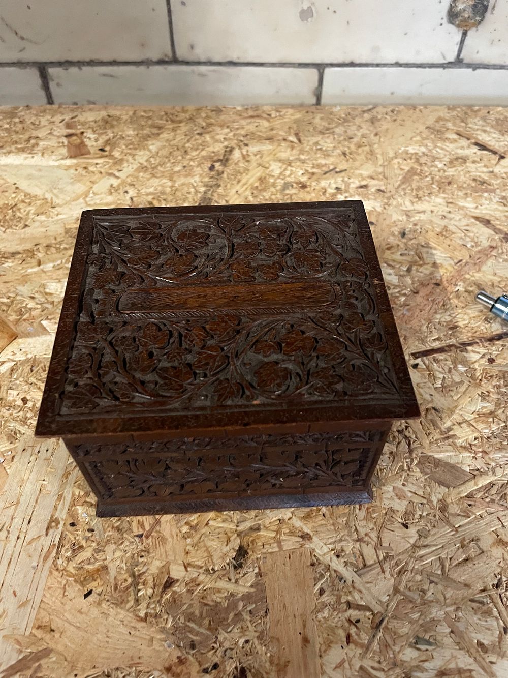 Lot 126: A vintage wooden money box