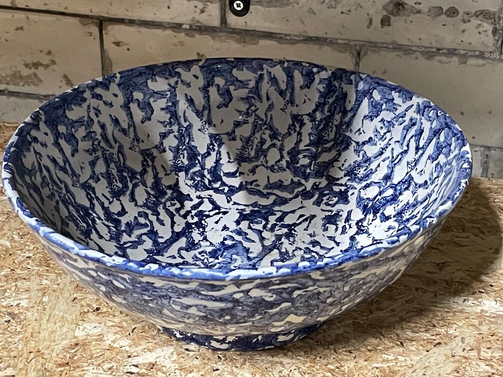 Lot 157: Large Scandanavian Blue & White Vintage Bowl Approx 12" Diameter