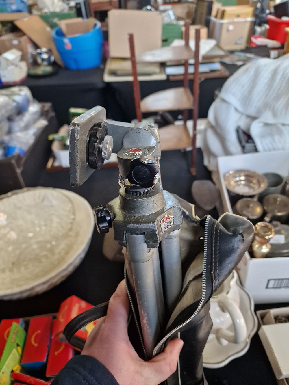 Lot 222: Vintage camera tripod  with carry case