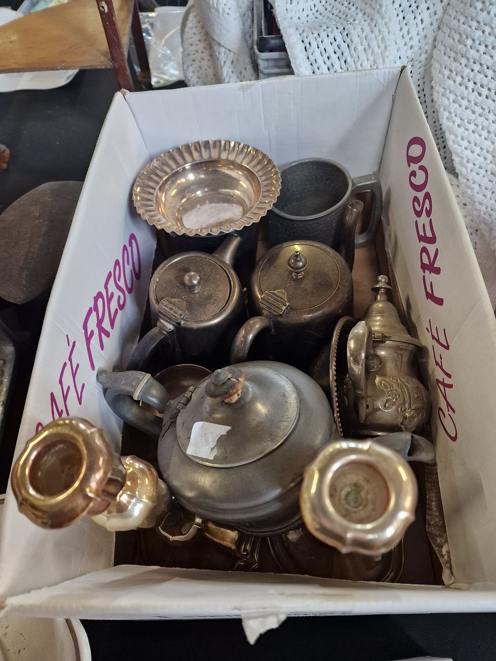 Lot 223: Vintage candle holders, teapots and mug