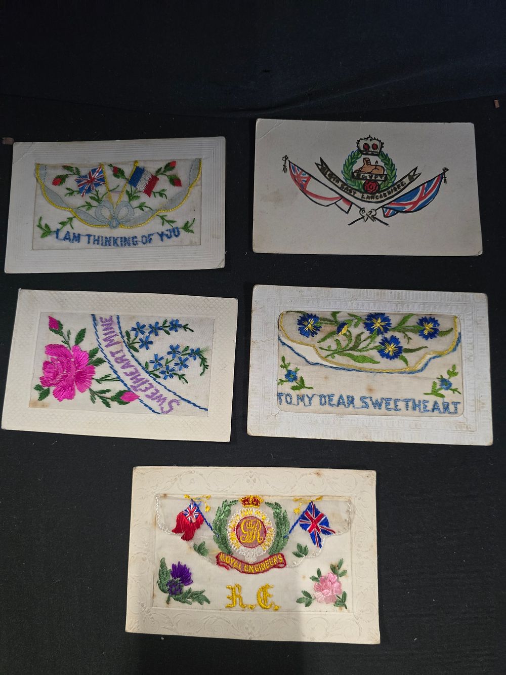 Lot 127: Five first World War Sweetheart postcards. Includes East...