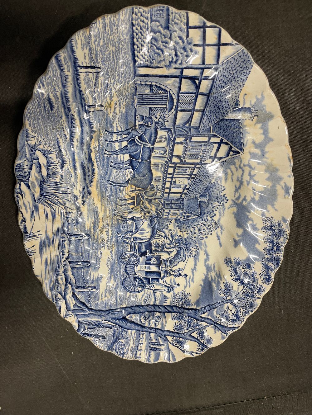 Lot 273: Staffordshire potteries blue and white side plate depicting Royal Mail