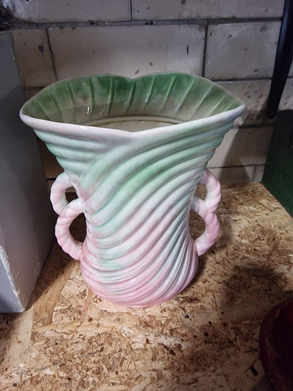 Lot 289: Large Sylvac pink and green vase
