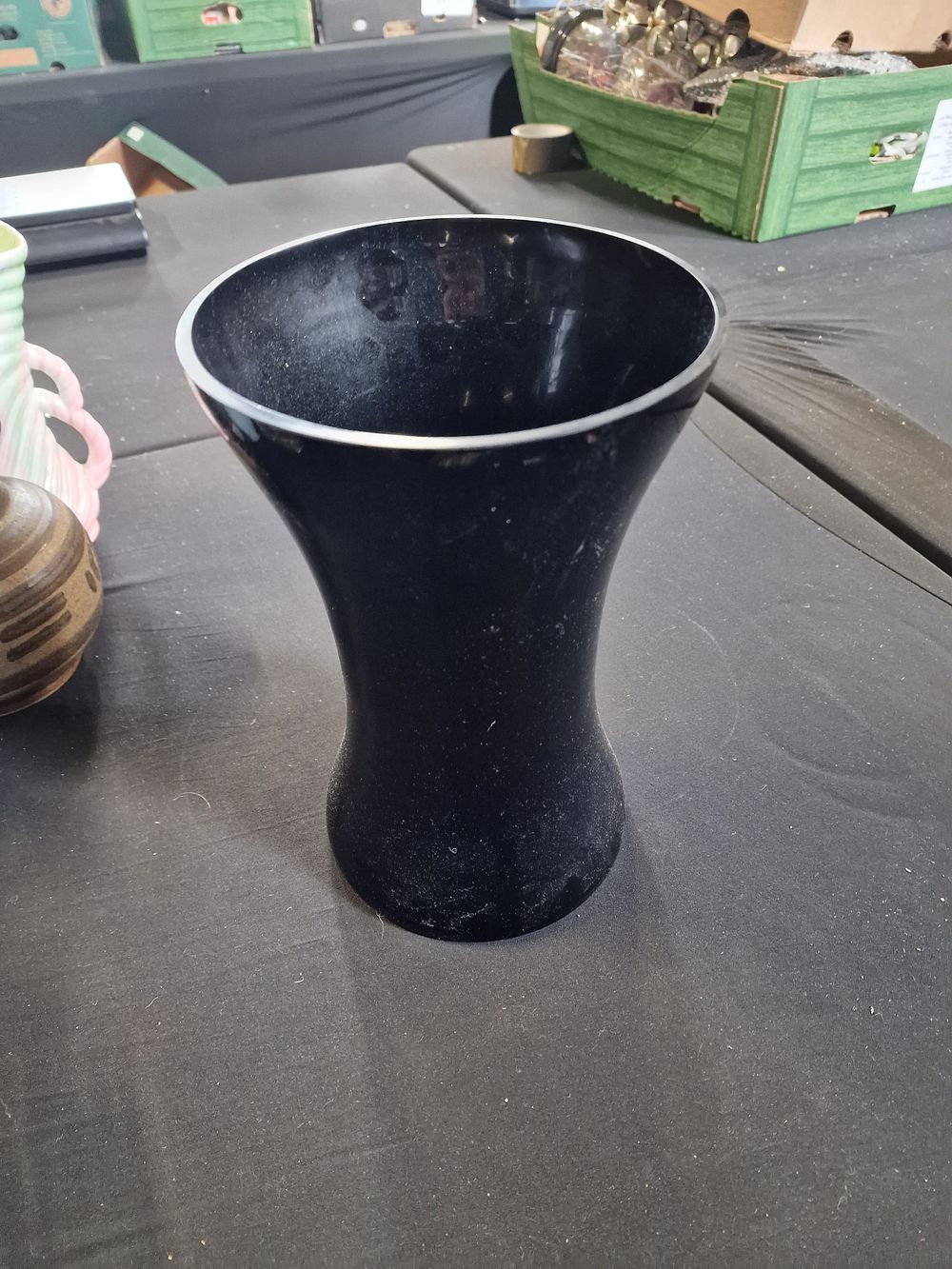 Lot 303: Black glass vase