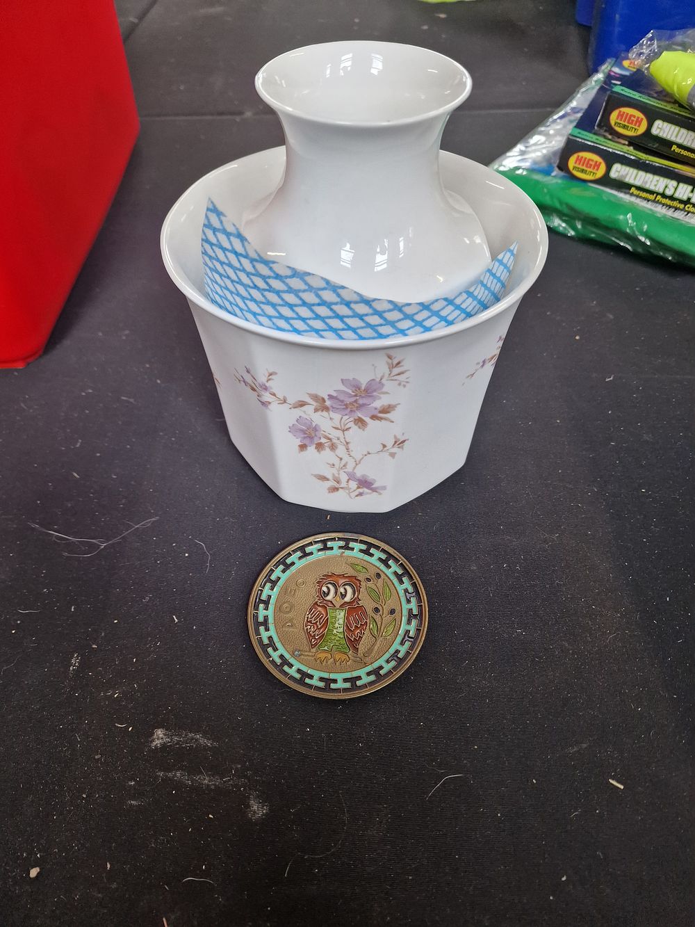 Lot 331: Decorative Vases and small Owl plate