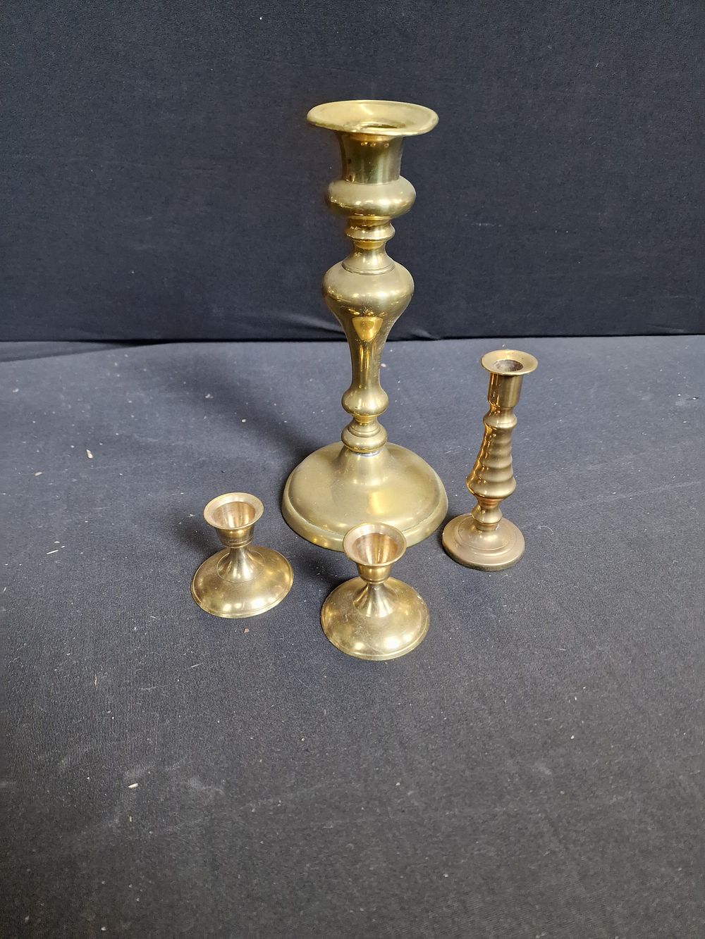 Lot 336: Vintage bronze candle holders