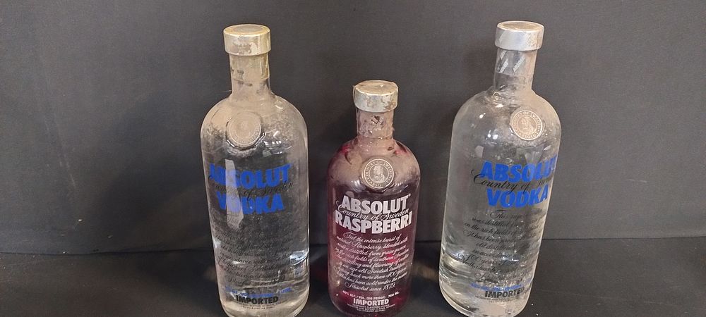 Lot 244: 3 Bottles of unopened Absolute Vodka, raspberry and...