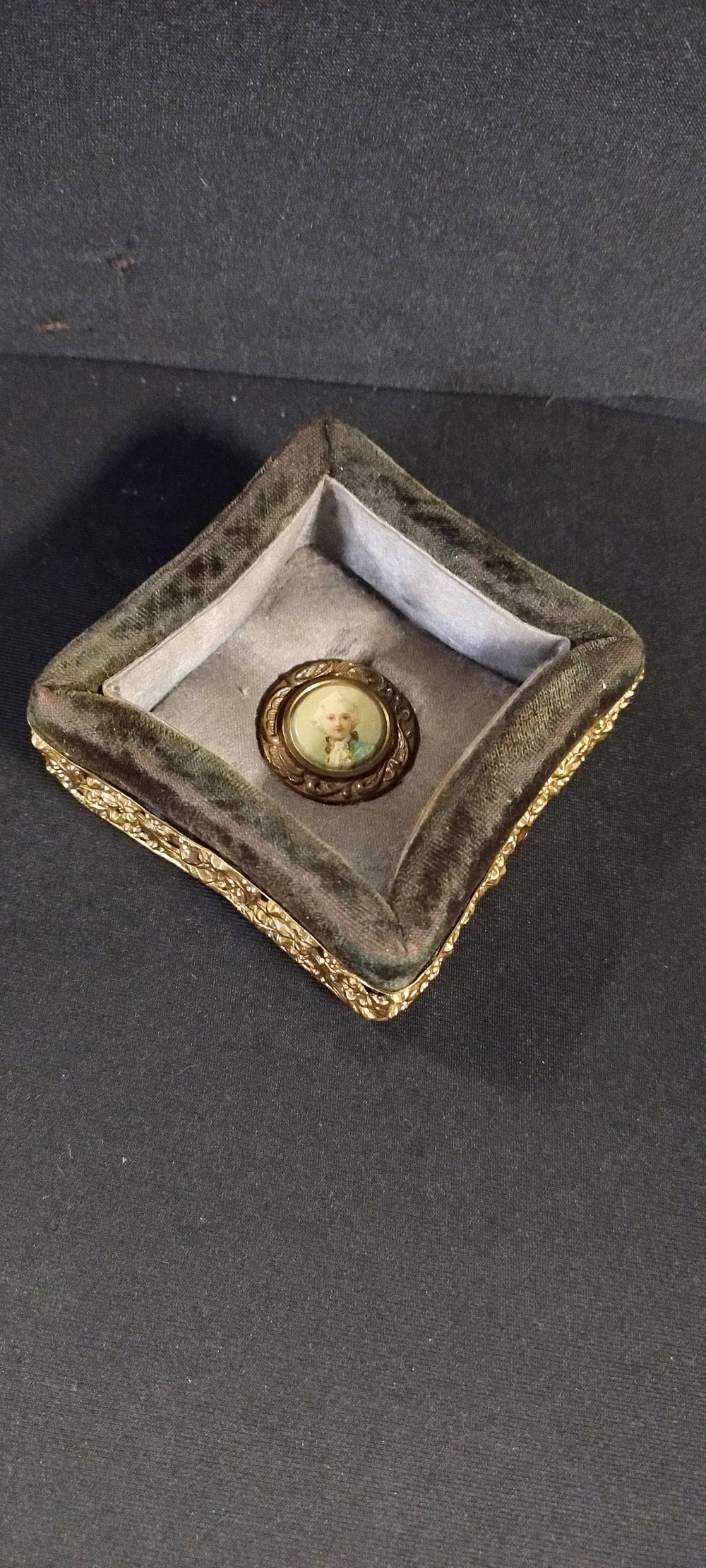 Lot 259: Mid century metal and velvet lined trinket tray...