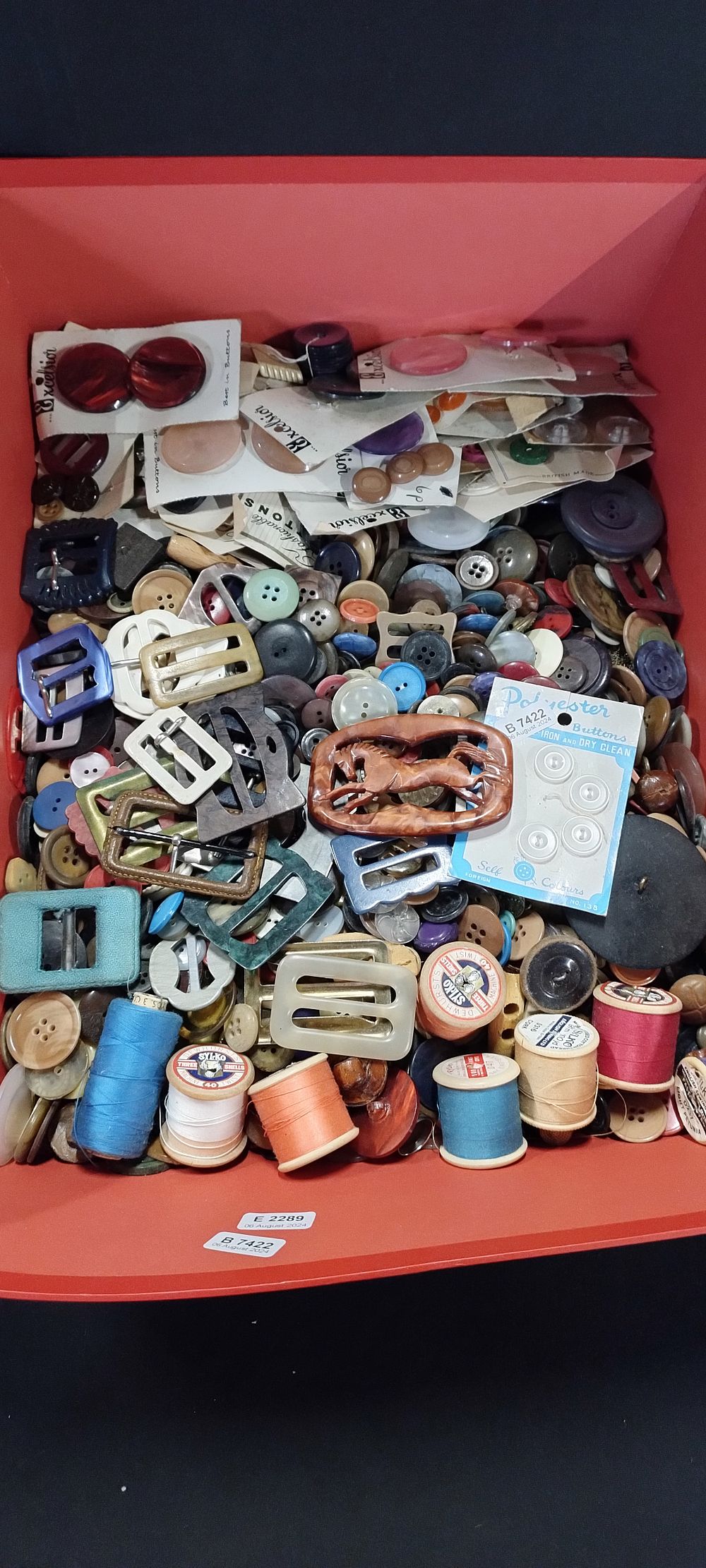 Lot 261: Large Selection of vintage buttons, belt buckles, and...