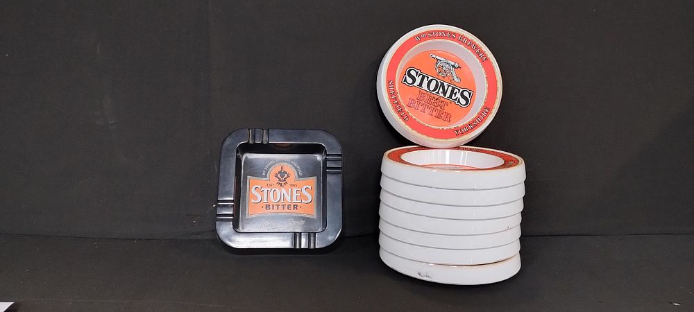 Lot 272: 9 x public house ashtrays. 8 x Stones...