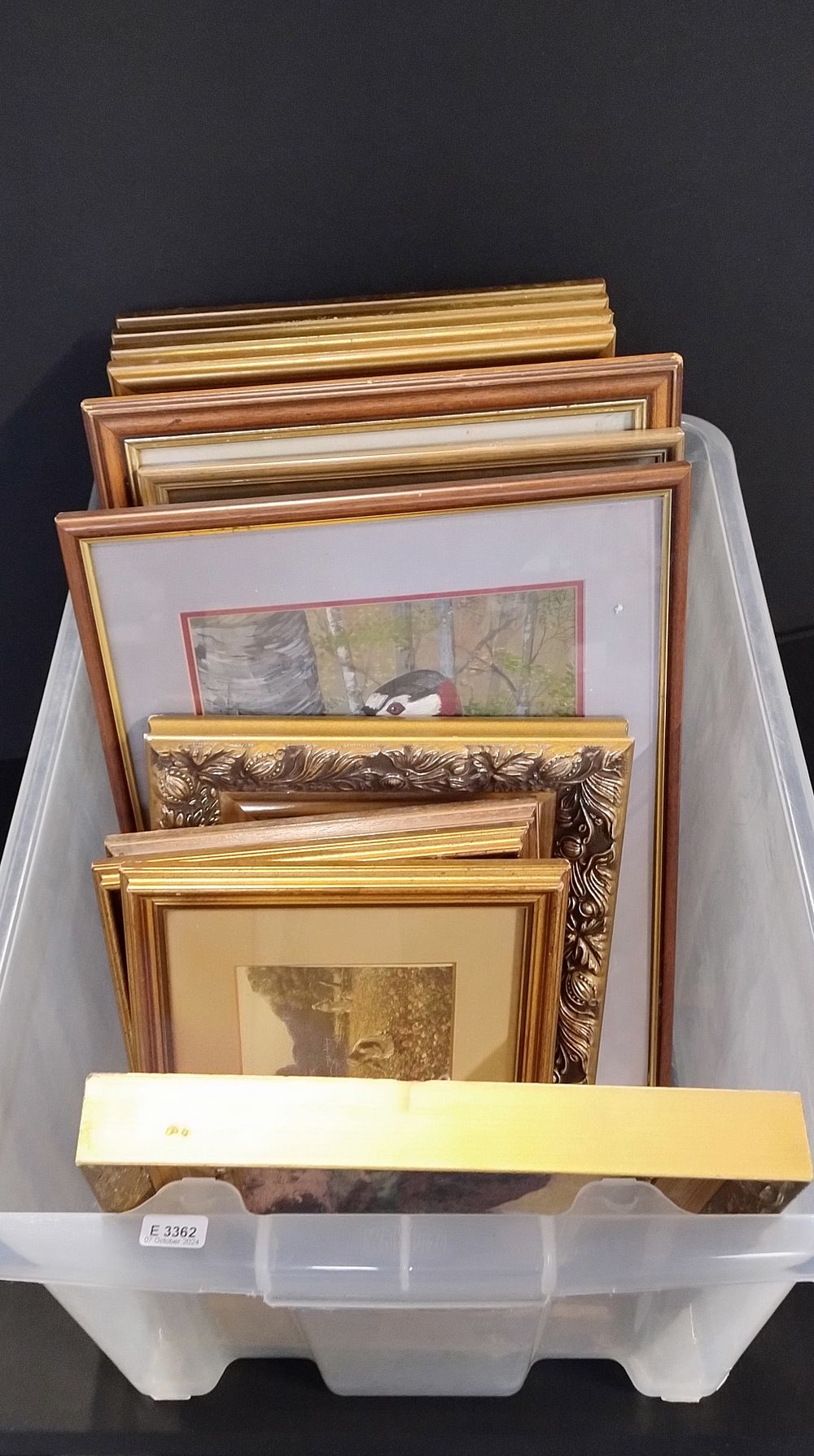 Lot 329: Box of pictures in frames various subjects and...