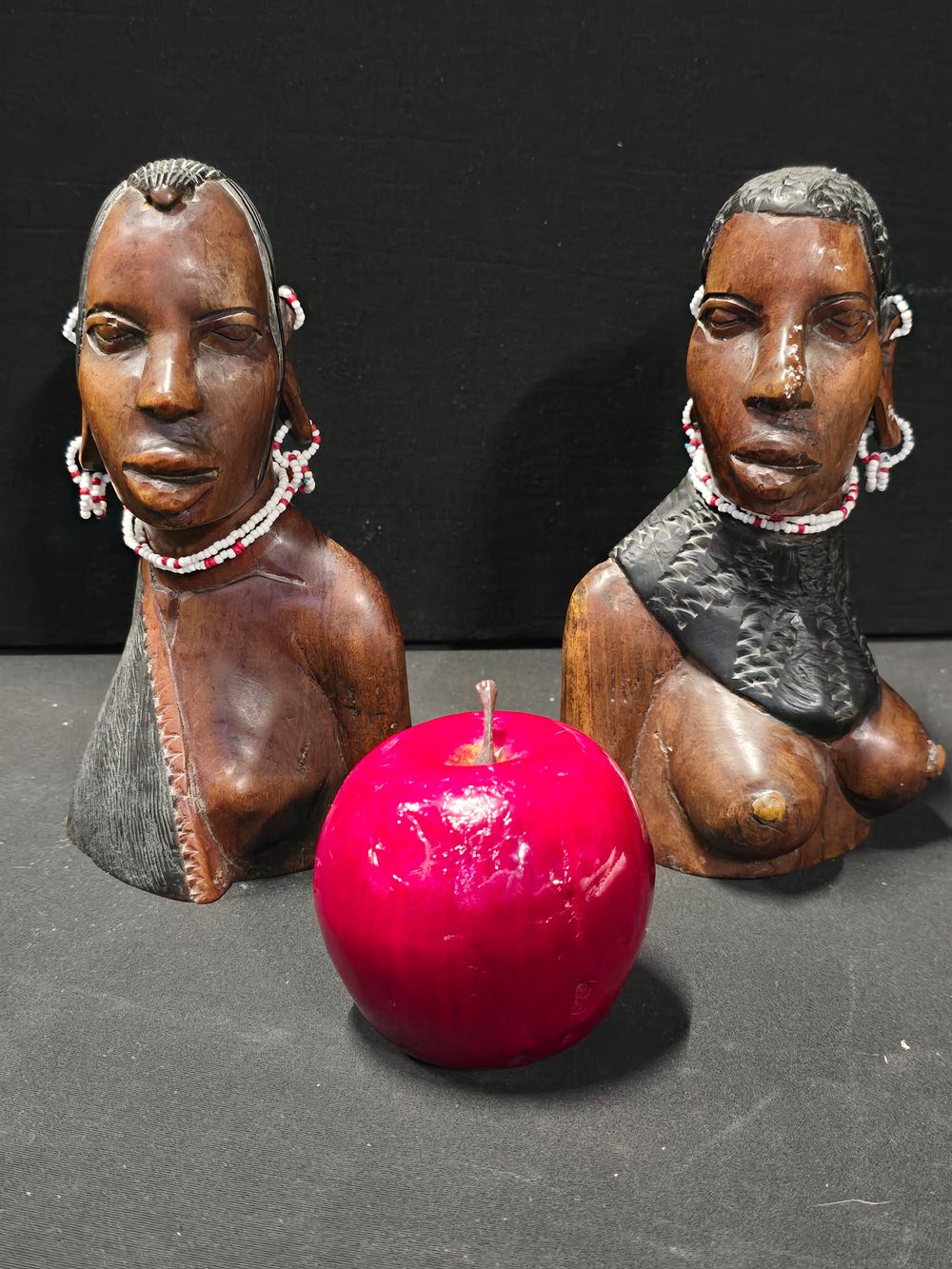 Lot 398: Two female African hand carved figures