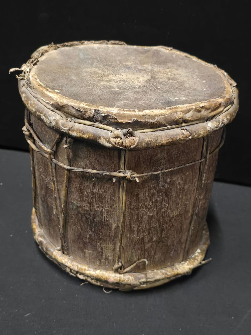 Lot 401: A vintage bongo with leather hide