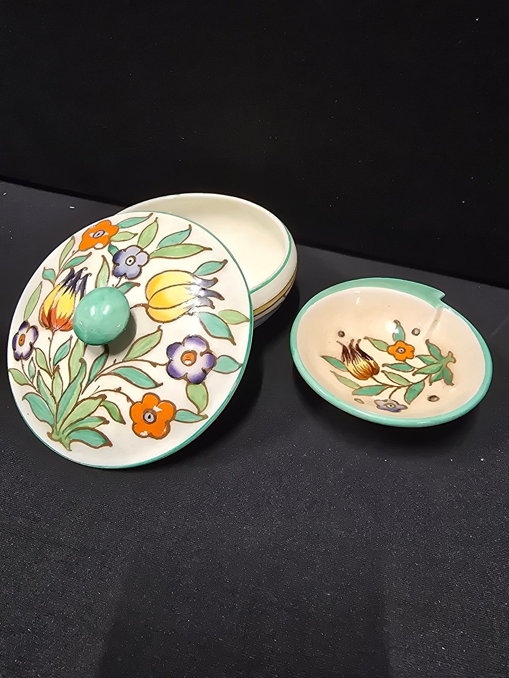 Lot 411: Two Charlotte Rheade floral art deco trinket bowl...