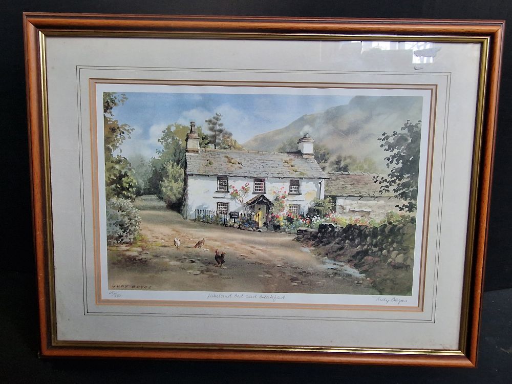 Lot 151: Framed Lakeland Bed and Breakfast Print no. 652 of 850 by Judy Boyes 56x42cm