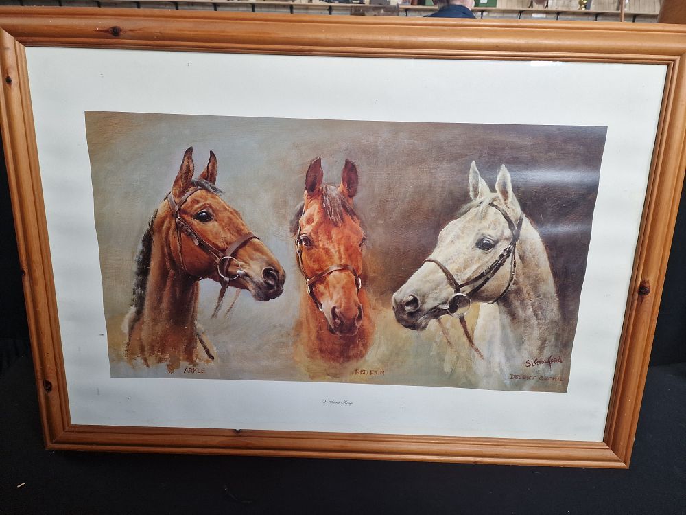 Lot 152: Framed We Three King's Racehorses Print 84x59cm