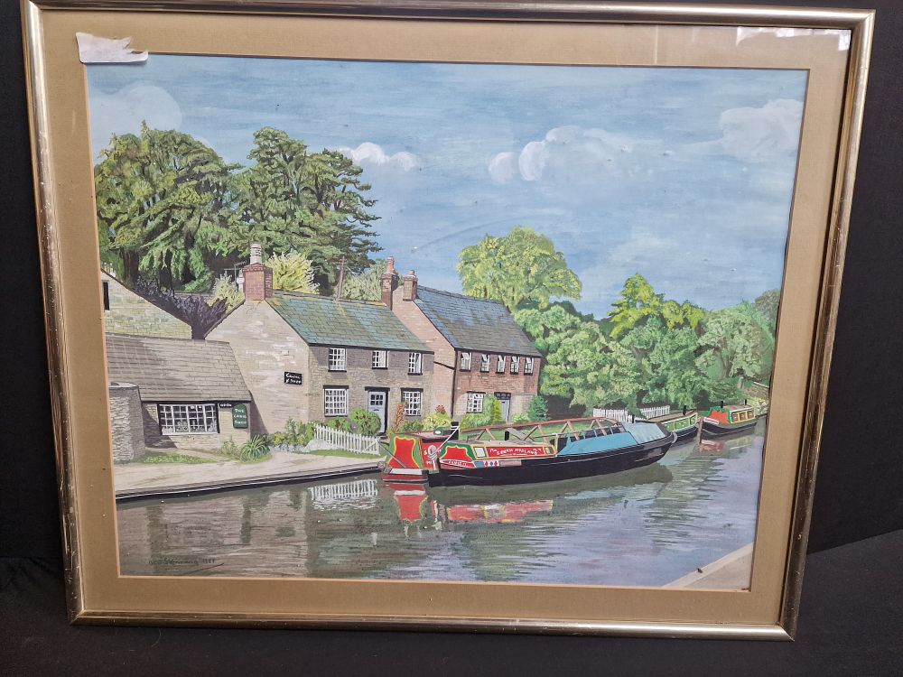 Lot 169: Framed Canalside Painting