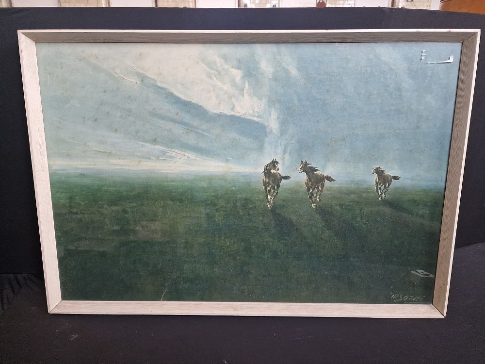 Lot 170: Mario Bordi "Freedom of the Plains" Vintage Framed Print c1960s 79x53cm