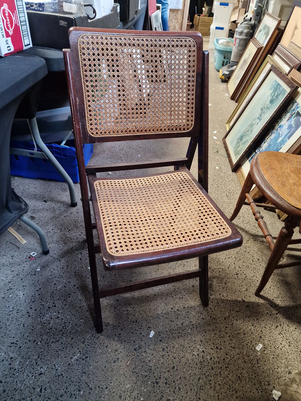 Lot 179: Vintage Cane Folding Chair
