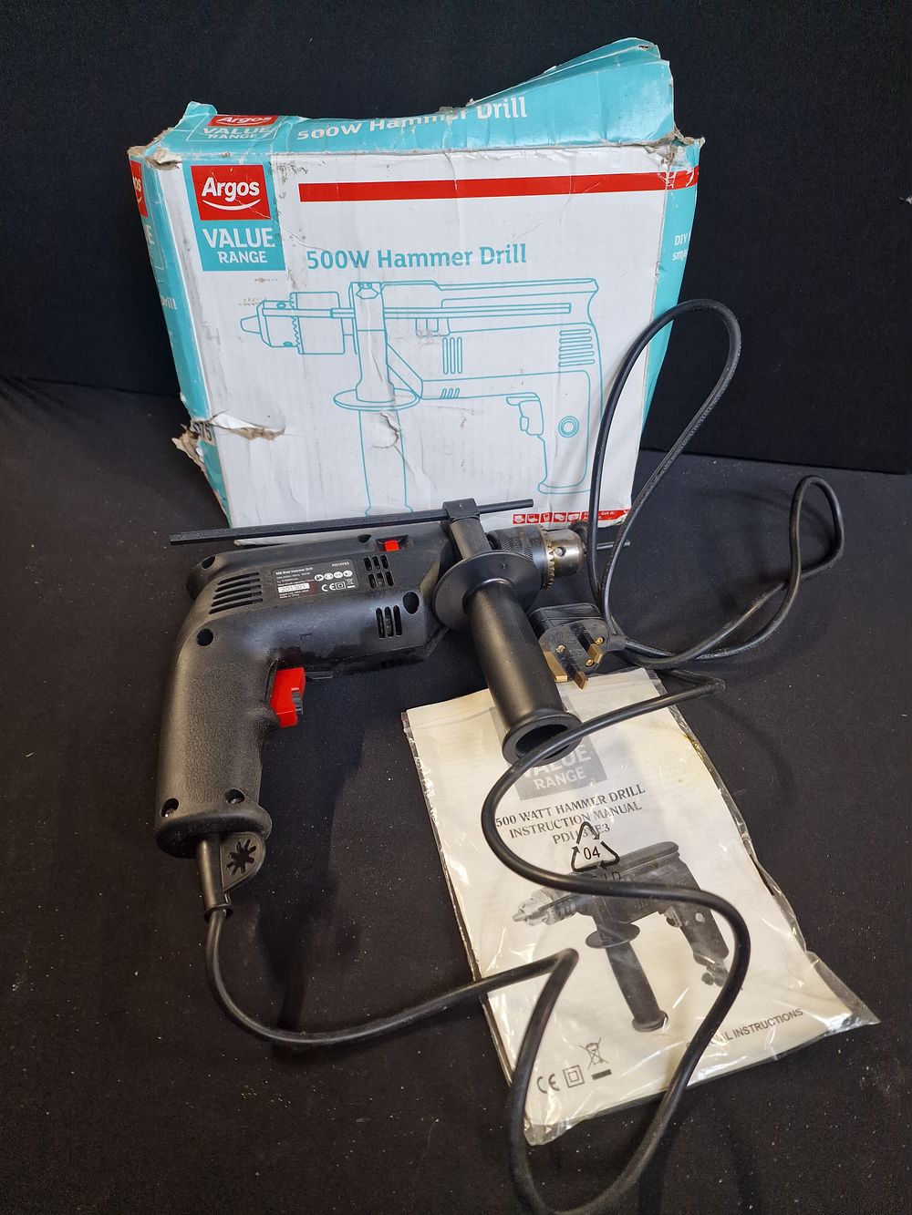 Lot 184: Argos 500w Hammer Drill. Tested for Power