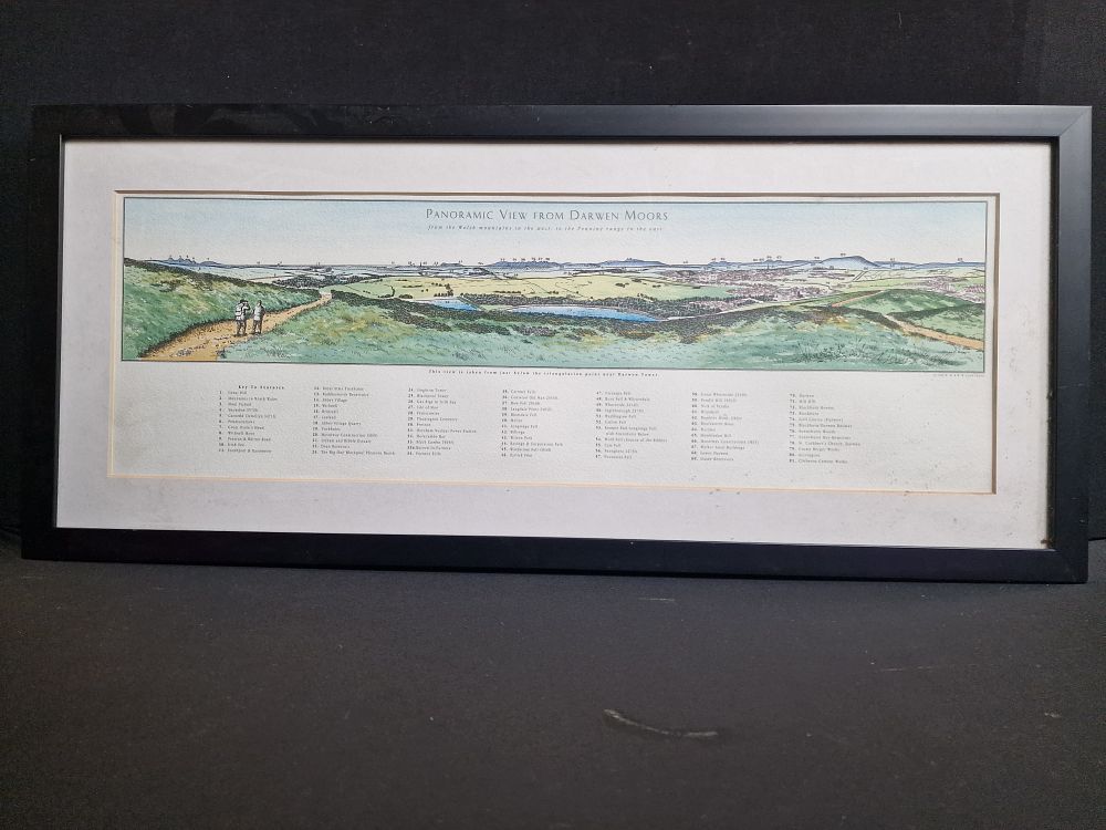 Lot 188: Panoramic View From Darwen Moors Framed Picture. 69x30cm