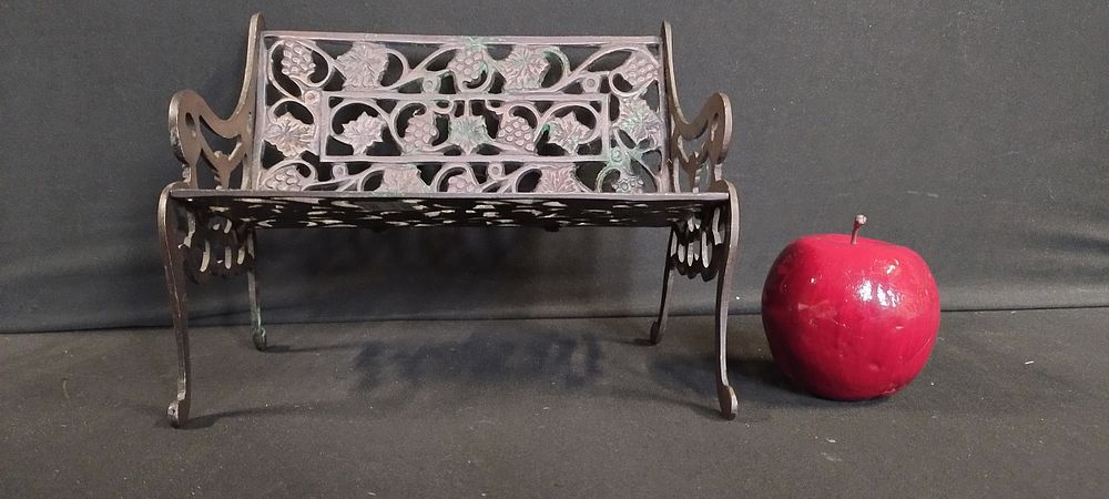 Lot 152: Small Cast metal garden bench, measures approx H...