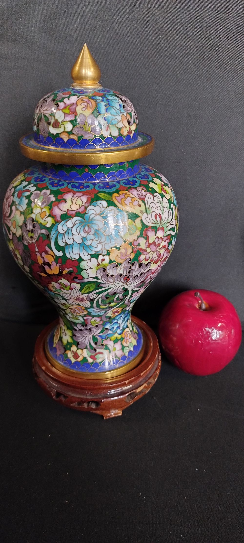 Lot 159: oriental style brass and cloisonne decoration vase On...