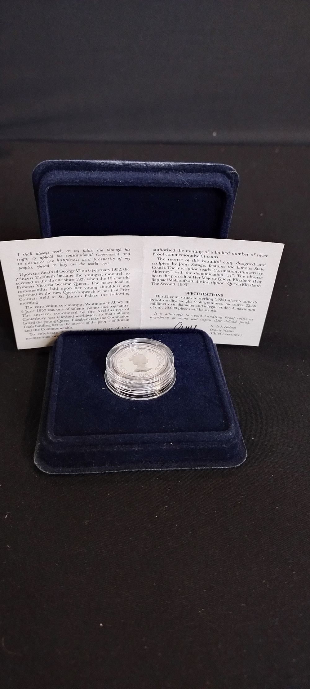 Lot 161: Alderney Silver Proof Coronation Anniversary £1 Coin in...