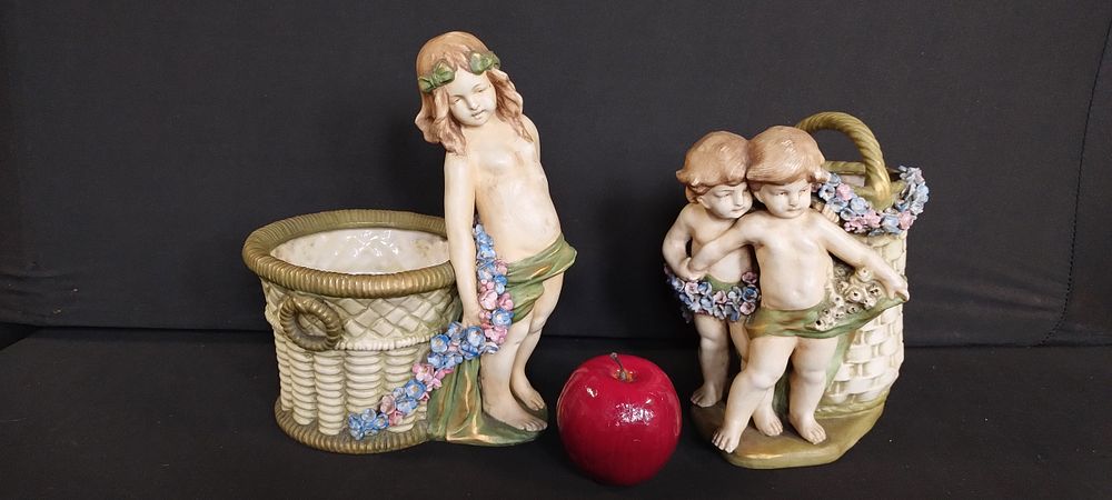 Lot 173: Two Amphora Austria pottery planter and vase featuring...